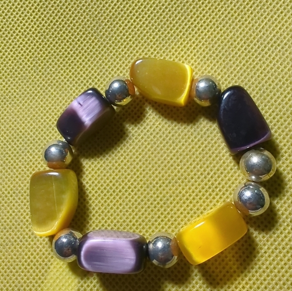 GORGEOUS BRACELET AMBER AMETHYST CHUNKY STONES AND SILVER NWOT - Picture 4 of 5
